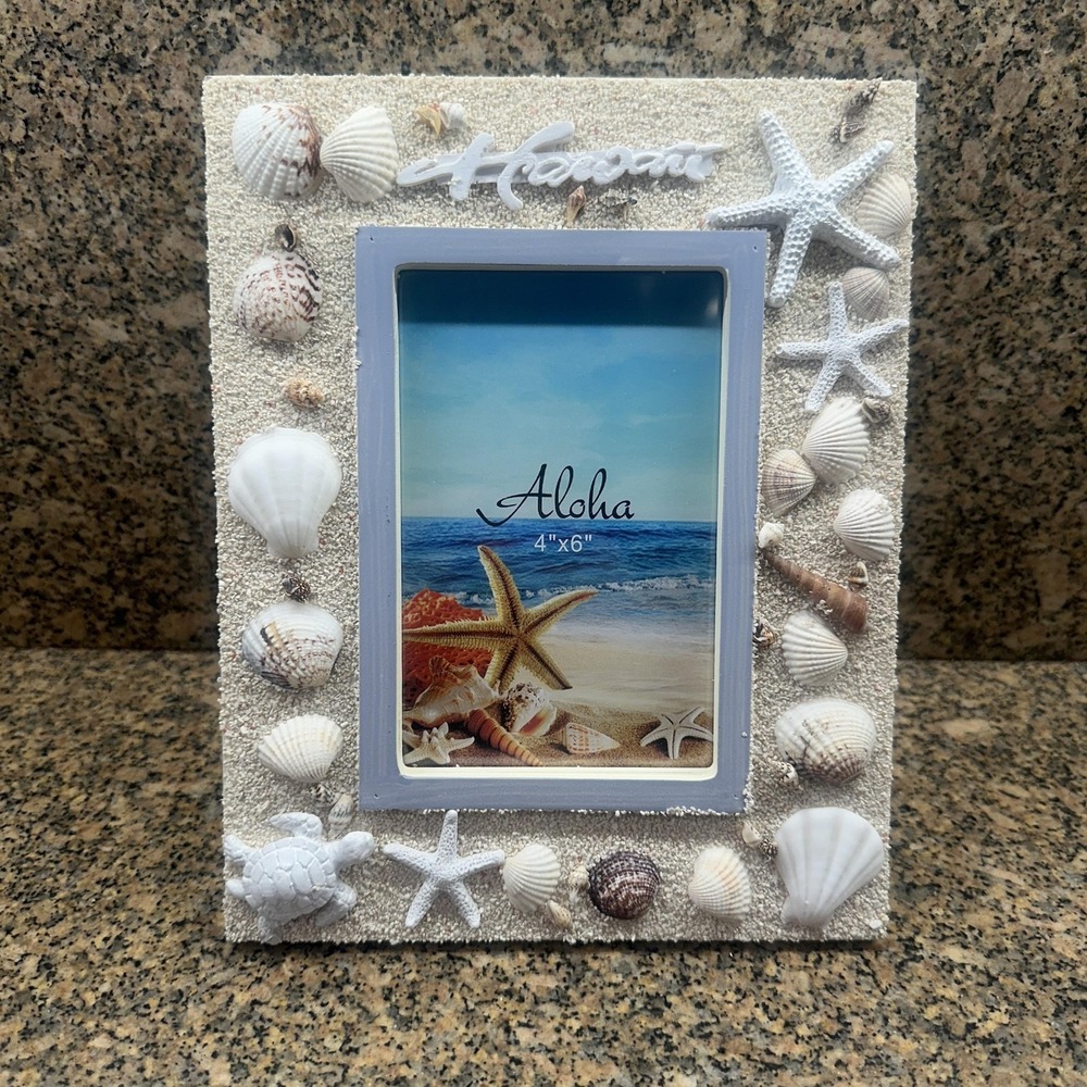 Coastal Seashore Hawaii Seashell Picture Photo Frame 4x6 Beach Tabletop Decor